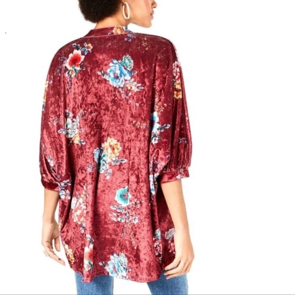 Printed Crushed-Velvet Kimono